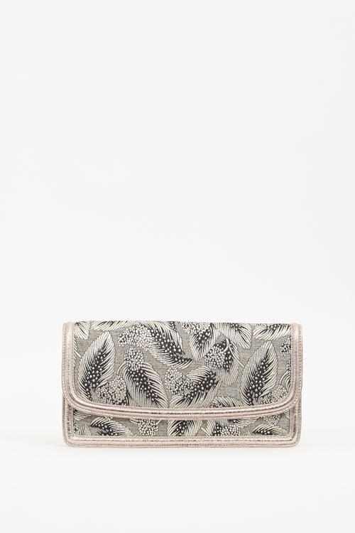 Dries Van Noten Silver & Gold Leaf Brocade Clutch