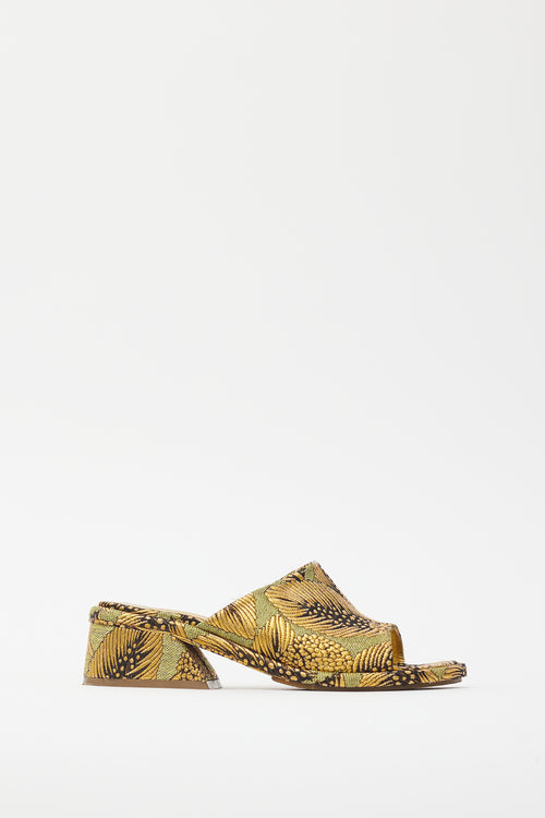 Dries Van Noten Gold & Green Brocade Sandal