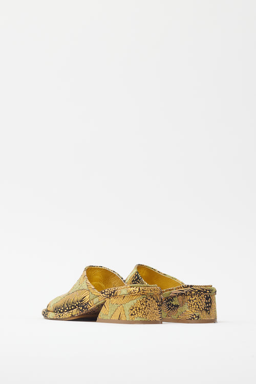 Dries Van Noten Gold & Green Brocade Sandal