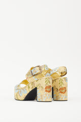 Dries Van Noten Gold & Multicolour Floral Jacquard Platform Sandal