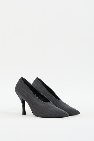 Dries Van Noten Grey Wool Pointed Toe Pump