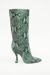 Dries Van Noten Green Print Knee High Boot