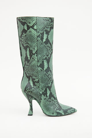 Dries Van Noten Green Print Knee High Boot