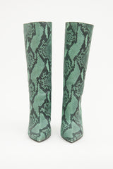 Dries Van Noten Green Print Knee High Boot