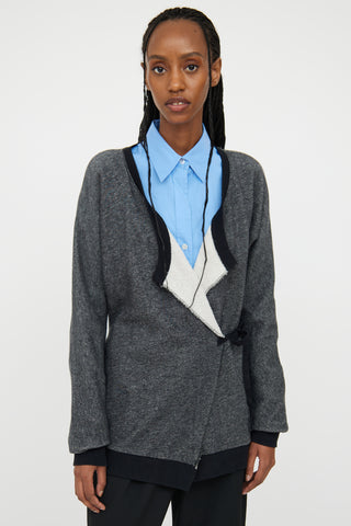 Dries Van Noten Grey Wrap Sweater Cardigan