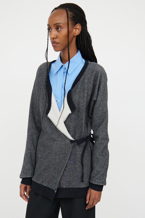 Dries Van Noten Grey Wrap Sweater Cardigan