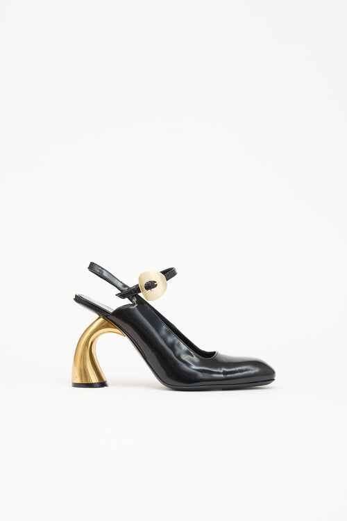 Dries Van Noten Leather Curved Heel Pump