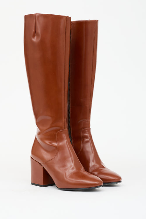 Dries Van Noten Leather Knee High Boot