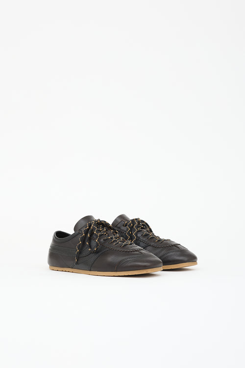 Dries Van Noten Leather Lace Up Sneaker