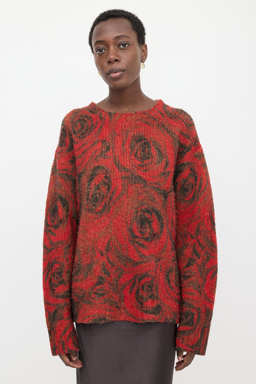 Dries Van Noten Merino Wool Rose Sweater