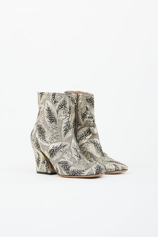 Dries Van Noten Metallic Jacquard Ankle Boot