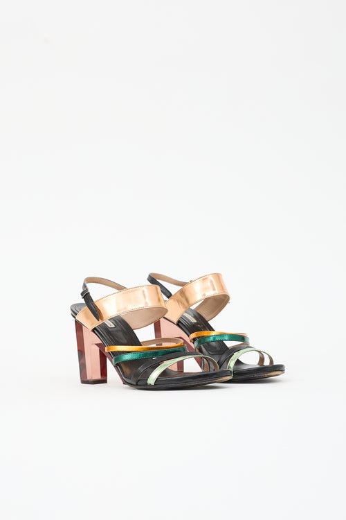 Dries Van Noten Metallic Leather Strap Sandal