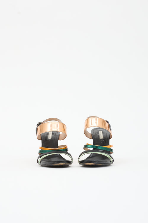 Dries Van Noten Metallic Leather Strap Sandal