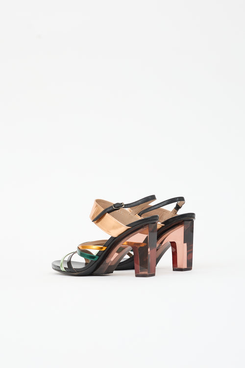 Dries Van Noten Metallic Leather Strap Sandal