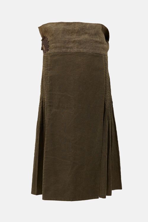 Dries Van Noten Ottoman Pleated Wrap Skirt