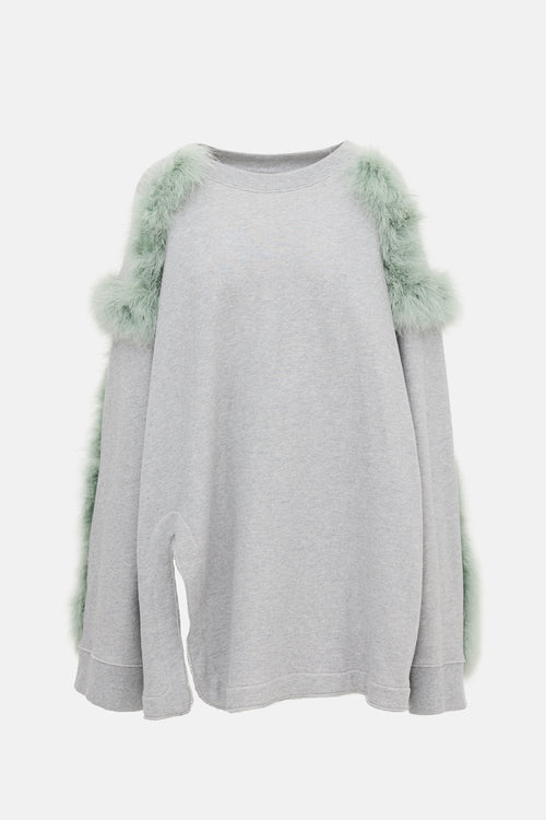 Dries Van Noten Oversized Marabou Feather Sweatshirt