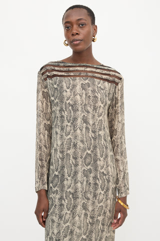 Dries Van Noten Printed Mesh Panel Dress