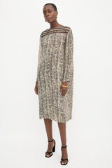 Dries Van Noten Printed Mesh Panel Dress