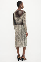 Dries Van Noten Printed Mesh Panel Dress