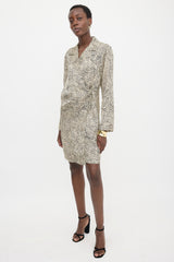 Dries Van Noten Satin Printed Wrap Dress