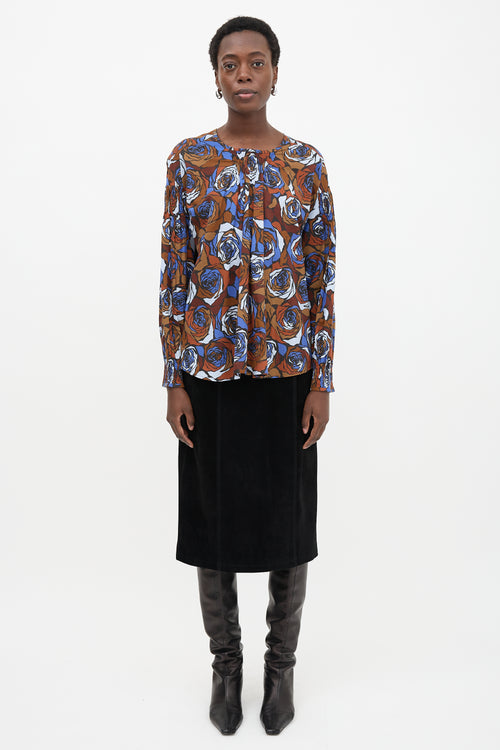 Dries Van Noten Shirred Floral Blouse