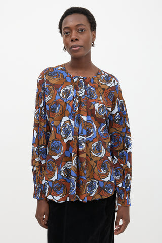 Dries Van Noten Shirred Floral Blouse