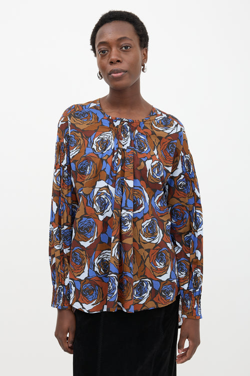 Dries Van Noten Shirred Floral Blouse