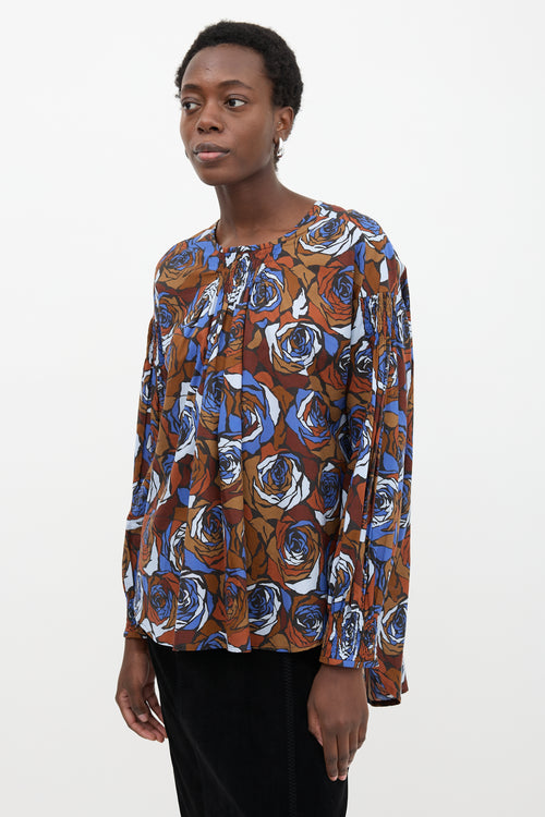 Dries Van Noten Shirred Floral Blouse