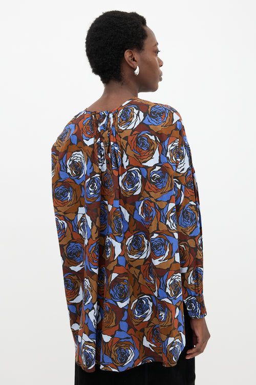 Dries Van Noten Shirred Floral Blouse