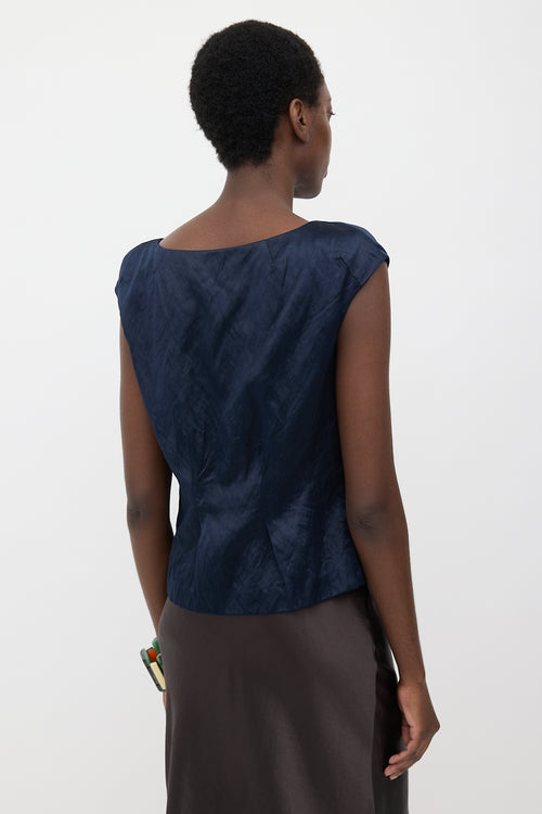 Dries Van Noten Silk Crinkled Satin Top