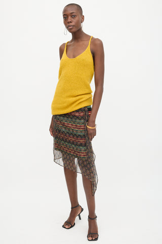 Dries Van Noten Silk Printed Overlay Skirt