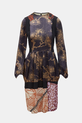 Dries Van Noten Silk Printed Patchwork Dress