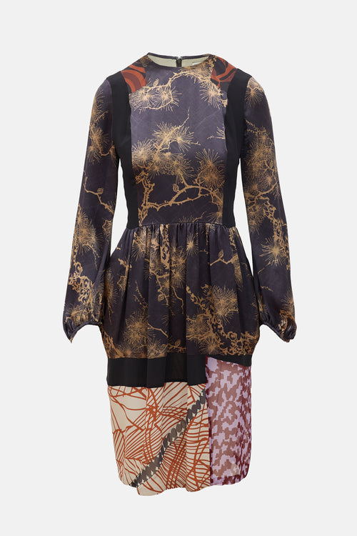 Dries Van Noten Silk Printed Patchwork Dress