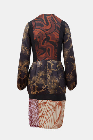Dries Van Noten Silk Printed Patchwork Dress