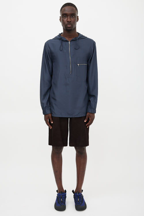 Dries Van Noten Silk Satin Hooded Anorak