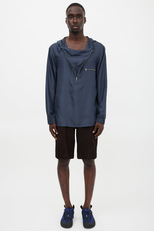 Dries Van Noten Silk Satin Hooded Anorak