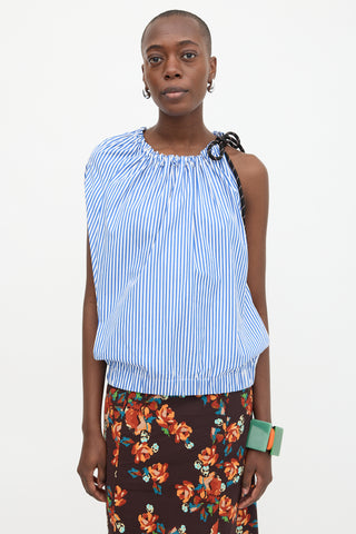 Dries Van Noten Stripe One Shoulder Blouse
