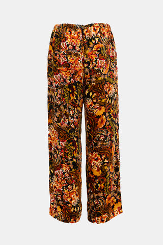 Dries Van Noten Velvet Floral Wide Leg Pant