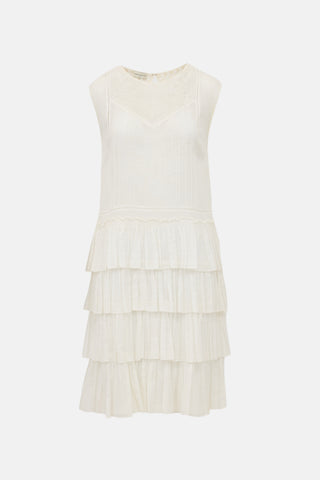 Dries Van Noten Voile Embroidered Tiered Dress