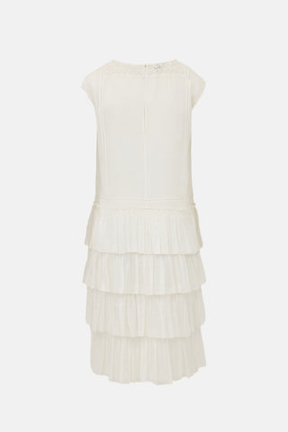 Dries Van Noten Voile Embroidered Tiered Dress