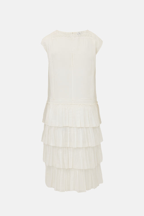 Dries Van Noten Voile Embroidered Tiered Dress