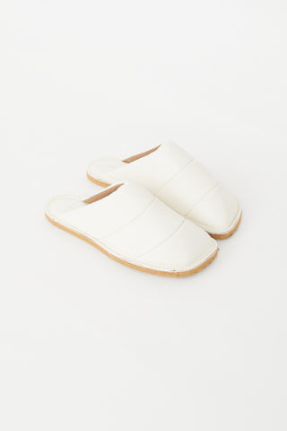 Dries Van Noten White Leather Quilted Slide