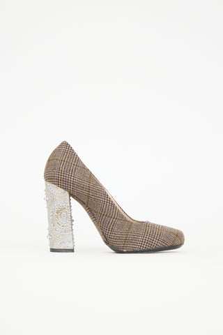 Dries Van Noten Wool Embellished Check Pump