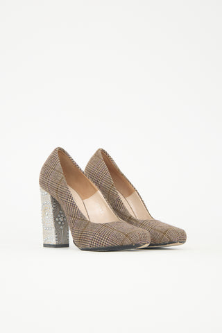 Dries Van Noten Wool Embellished Check Pump
