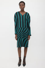 Dries Van Noten Wool Striped Midi Dress