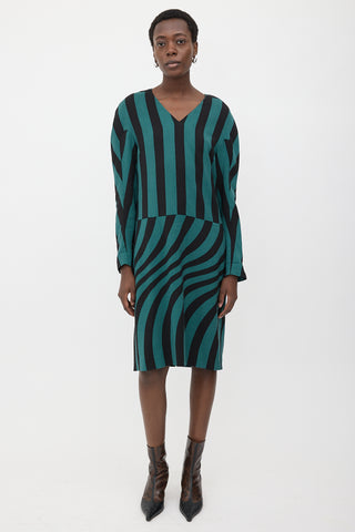 Dries Van Noten Wool Striped Midi Dress
