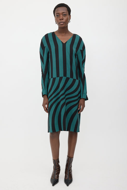 Dries Van Noten Wool Striped Midi Dress