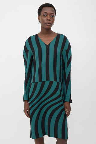 Dries Van Noten Wool Striped Midi Dress