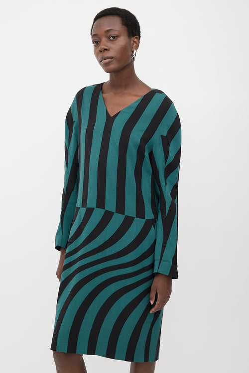 Dries Van Noten Wool Striped Midi Dress
