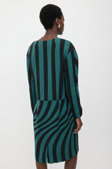 Dries Van Noten Wool Striped Midi Dress
